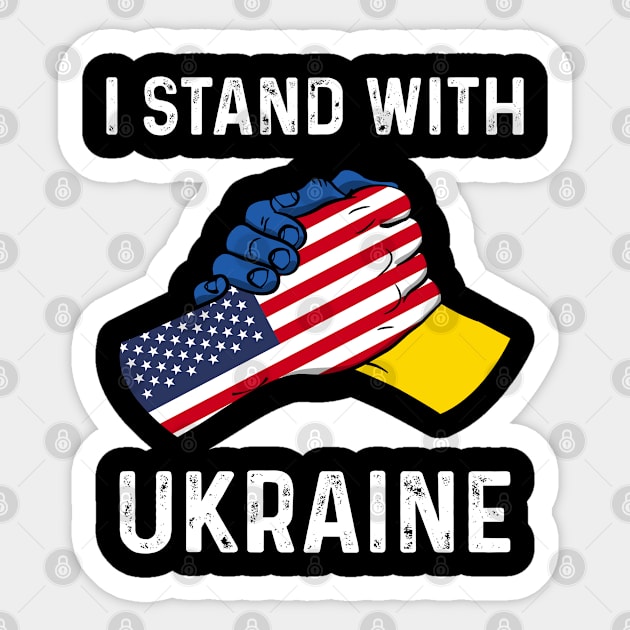 I Stand With Ukraine USA and Ukraine Flags Holding Hands Sticker by BramCrye